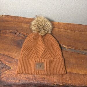 C.c. Exclusives knit faux fur pom beanie one size rust colored one size